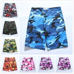 2023 Men Women Cargo Shorts Camouflage Shorts Pockets 7 Colors Casual Streetwear Camo Orange Blue Gray Purple Yellow XXXL
