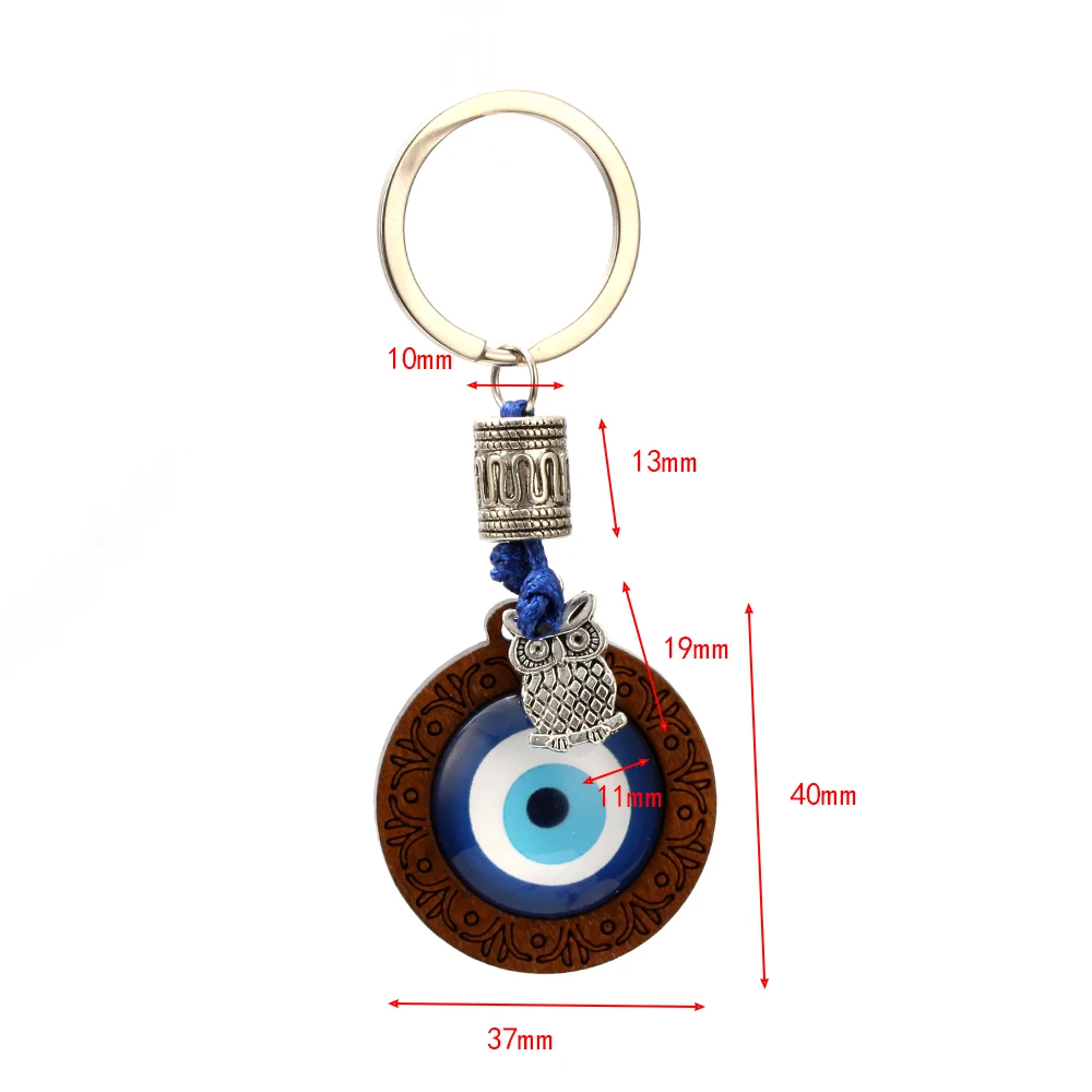 MEIBEADS Fashion Wood Cabochon Evil Eye Inner Cameo Pandent Base Trays With Metal Buckle For keychain jewelry