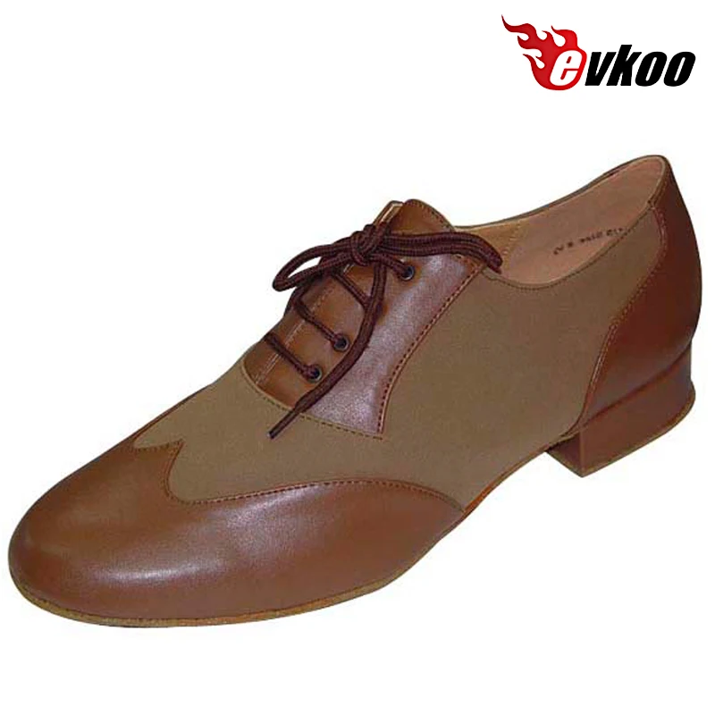 Evkoodance Closed Toe Modern Dance Shoes For Mans 2.5Cm High Quality Genuine Leather Nubuck Latin Salsa Ballroom Men Shoes OEM