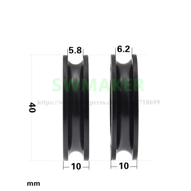 1pcs 8*40*10mm Plastic-coated 608ZZ bearing pulley pom/nylon pulley U-grooved wire-passing guide wheel