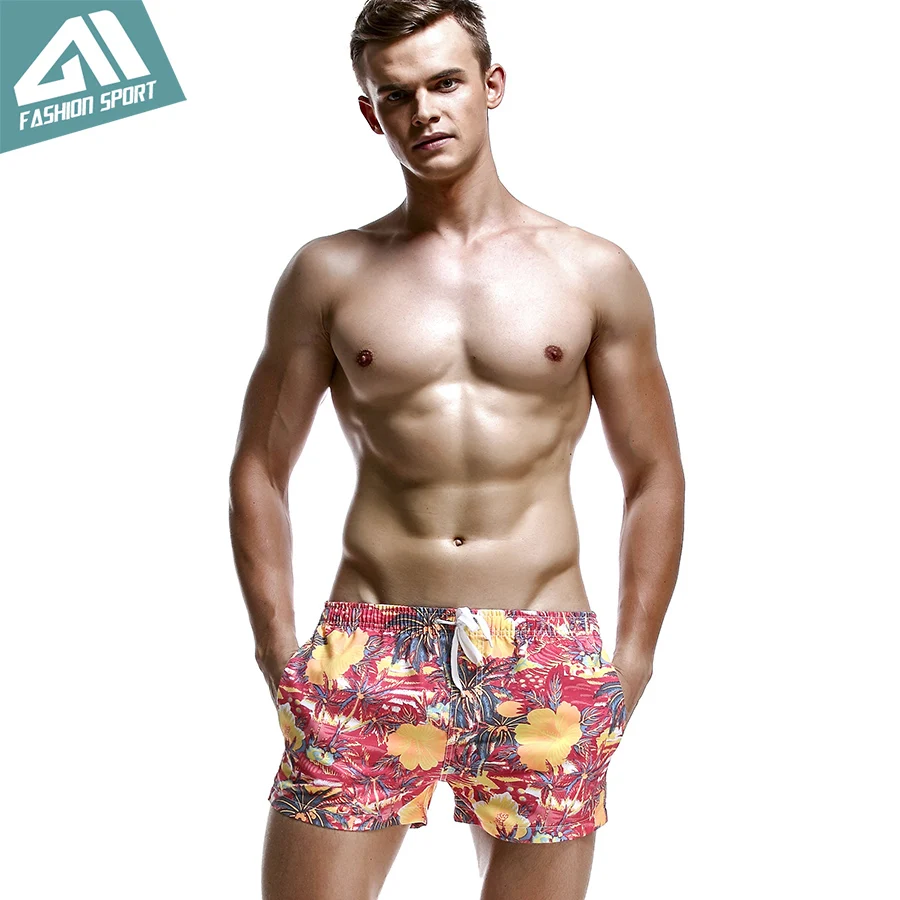 New Breathable Men's Shorts Summer Sport Elastic Waist Men's Board Shorts Leisure Pattern Print Surf Beach Workout Short PF070