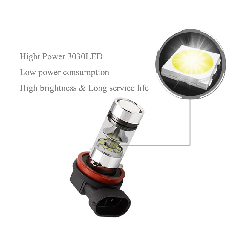 BOAOSI 1x H8 H11 LED Bulbs For Fog Lights No Error For BMW 3/5-Series 328i 335i E39 525 530 535 E46 E61 E90 E92 E93 F10 X3 F25