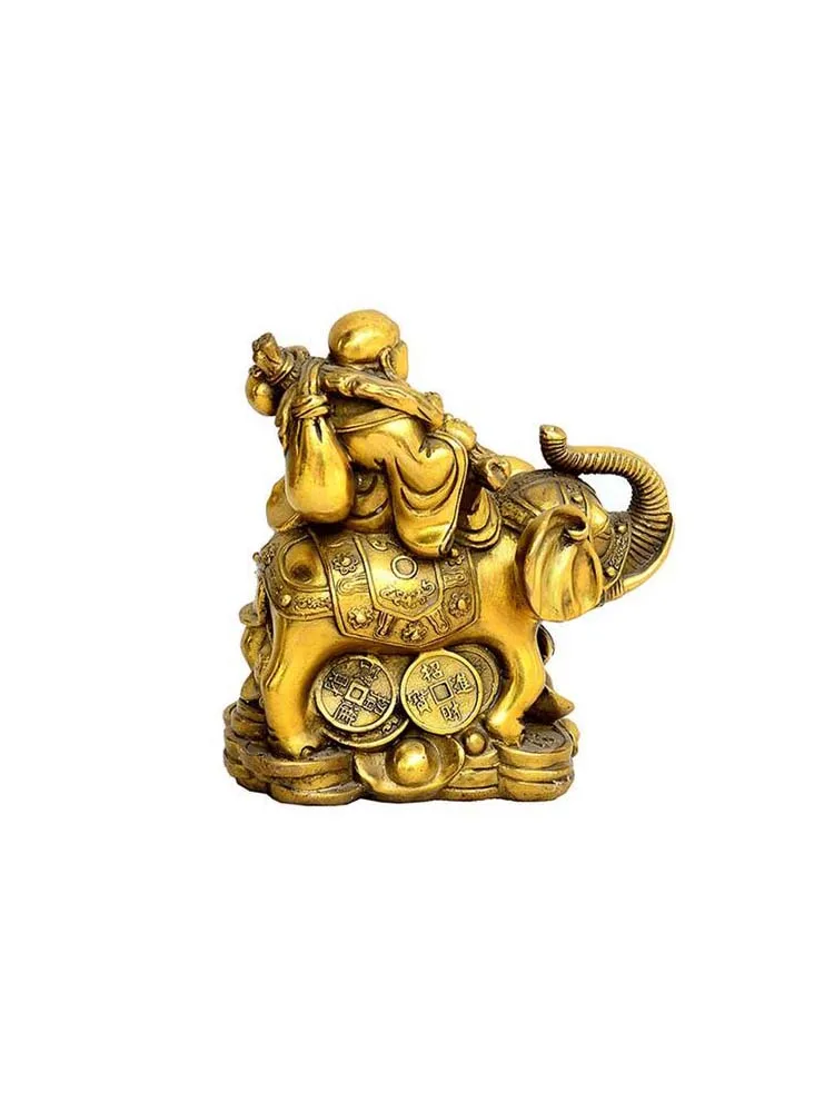 China Bronze Wealth Money Spittor Elephant Lucky Maitreya Buddha statue