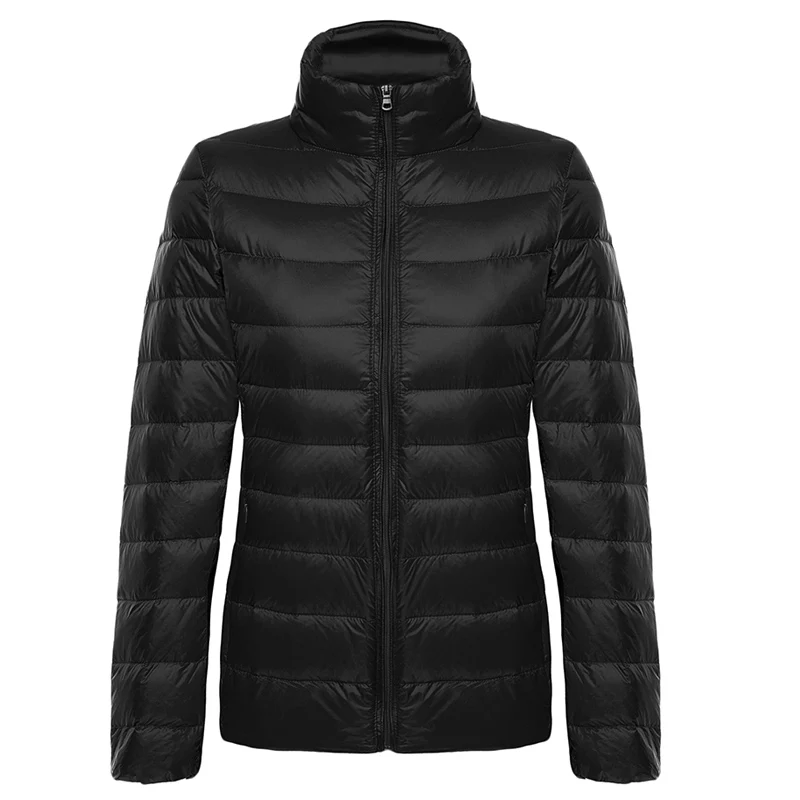 Women White Duck Down Jacket Winter Fall Female Ultra Light Down Jackets Slim Solid Long Sleeve Parkas Candy Color Zip Coat