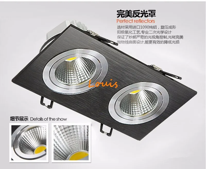 

Wholesale Price Square 2x7W 2x10W 2x15W COB LED Spot Light Recessed Downlight Dimmable AC110V 220V Aluminum 12pcs Free Shipping