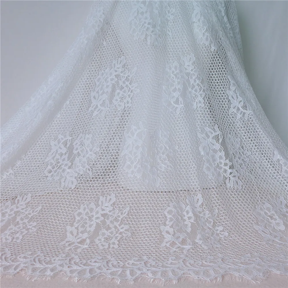 Vintage Embroidery Eyelet Eyelash Lace Fabric In White DIY Sewing Craft Wedding Dress Fabric Fabric Bed Linen 3meters/lot 145cm