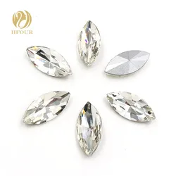 Clear white Leaf shape pointback glue on rhinestones horse eye glass crystal Rhinestone DIY Watch/nail art/clothing Accessories