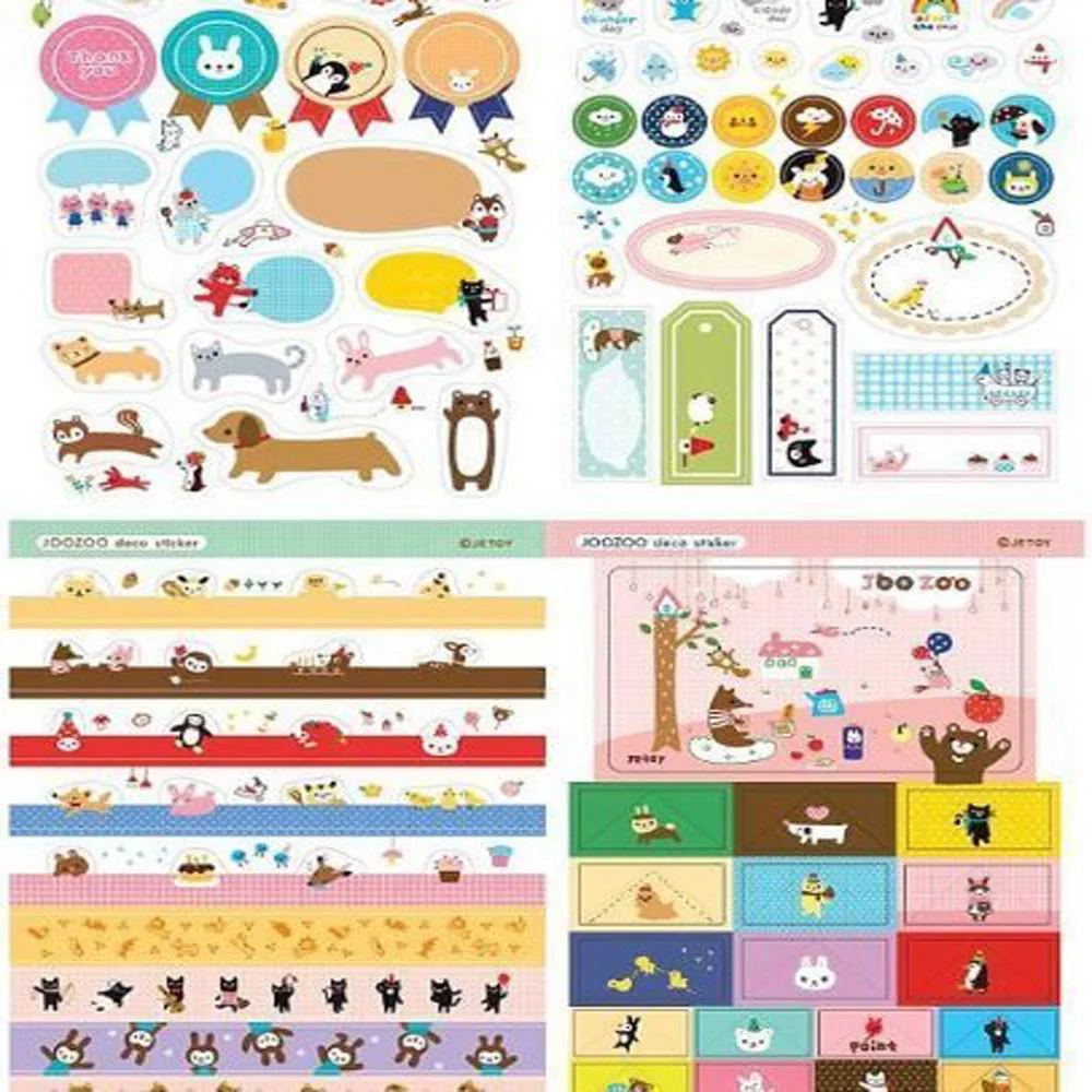 8Sheets Korea DIY Diary PrettyZoo 50 Different Animals Translucent Sticker Set-Deco For Crafting Christmas Greeting Card