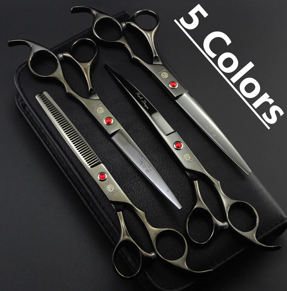 

Pets Scissors 4Pcs Suit 686# 7.0'' Hairdressing Scissors JP 440C Dogs Cats Pets Cutting Scissors Thinning Shears Hair Scissors