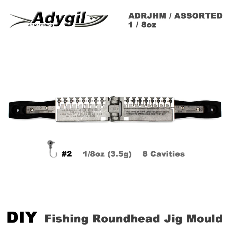 

Форма для рыболовных колец adyil, DIY, ADRJHM/Ассорти, комбинированная, 1/8 унций (3,5 г), 8 полостей