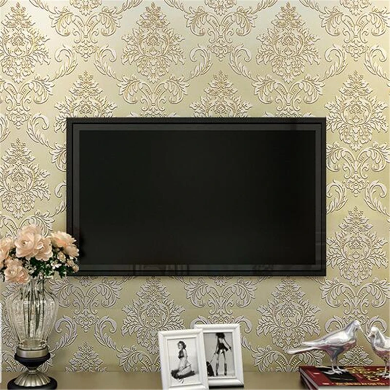 beibehang papel de parede High-grade retro non-woven fabric Continental Damascus wallpaper living room home full of wallpaper