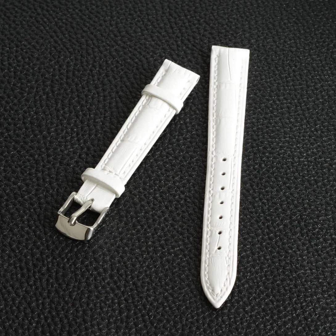 Brand New Dress Watch Strap Band White 18mm Genuine Leather Watchband Replacement horlogeband bande de montre