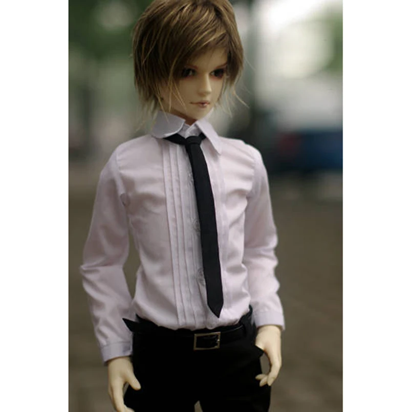 

White Business Organ Shirt Outfits Top Clothing Tie For Male 1/4 1/3 SD17 70cm 17" 24" Tall BJD MSD SD DK DZ AOD DD Doll