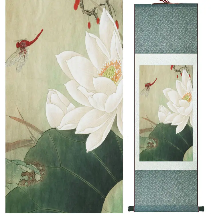 Lotus  painting Water lily painting   Chinese wash painting home decoration painting Chinese traditional art panting  No.32408