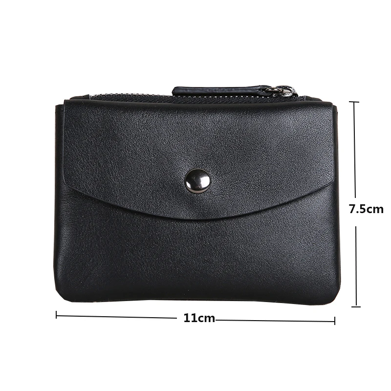 Genuine Leather Wallet For Men Women Short Small Slim Mini Women\'s Coin Purse Men\'s Wallets Card Holder  With Zipper Coin Pocket