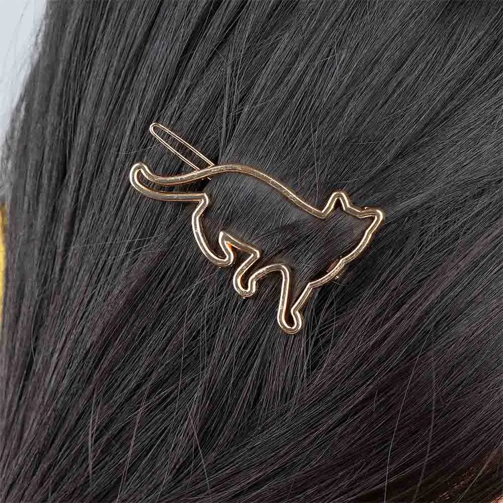 Women Lovely Silver Gold Cat Shape Girls Hair Clip Clamp Hairpin Fashion Jewelry Hair Accessories Hair Styling Tool Hair Decorat