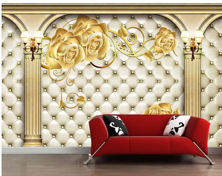 

3d wallpaper for room Roman column gold rose background wall mural 3d wallpaper 3d bathroom wallpaper