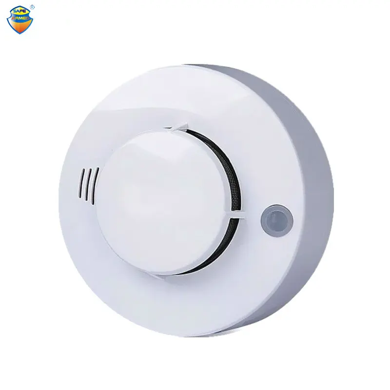 2 pçs ce fotoelétrico detector de fumaça sensor com fio alarme de fumaça alarme incêndio para a segurança sistema de alarme discagem automática para frete grátis