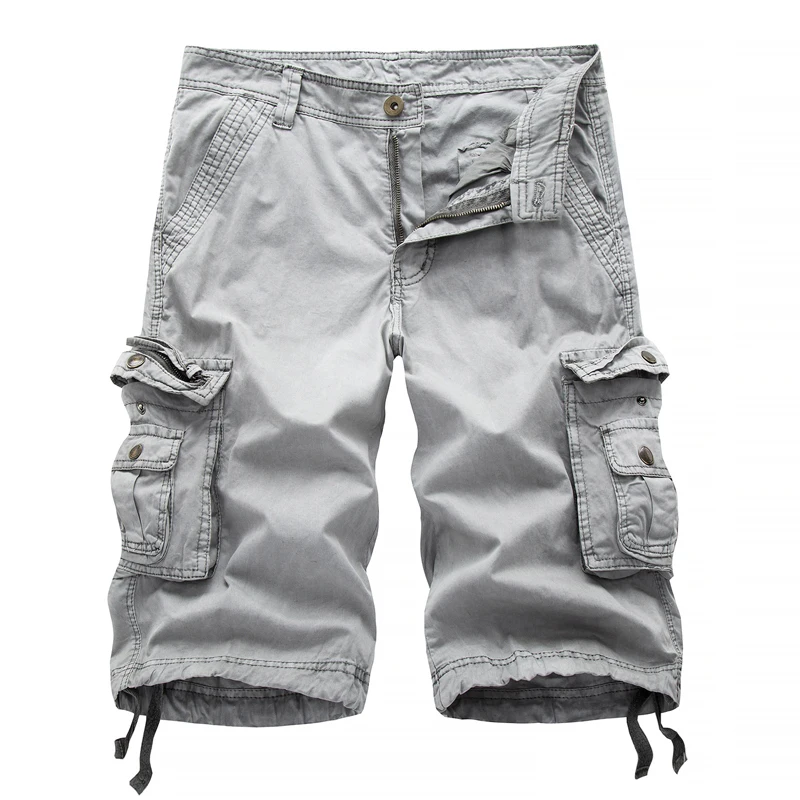 Shorts de algodão masculino, shorts táticos militares do exército, streetwear casual masculino, multi-bolso, verão