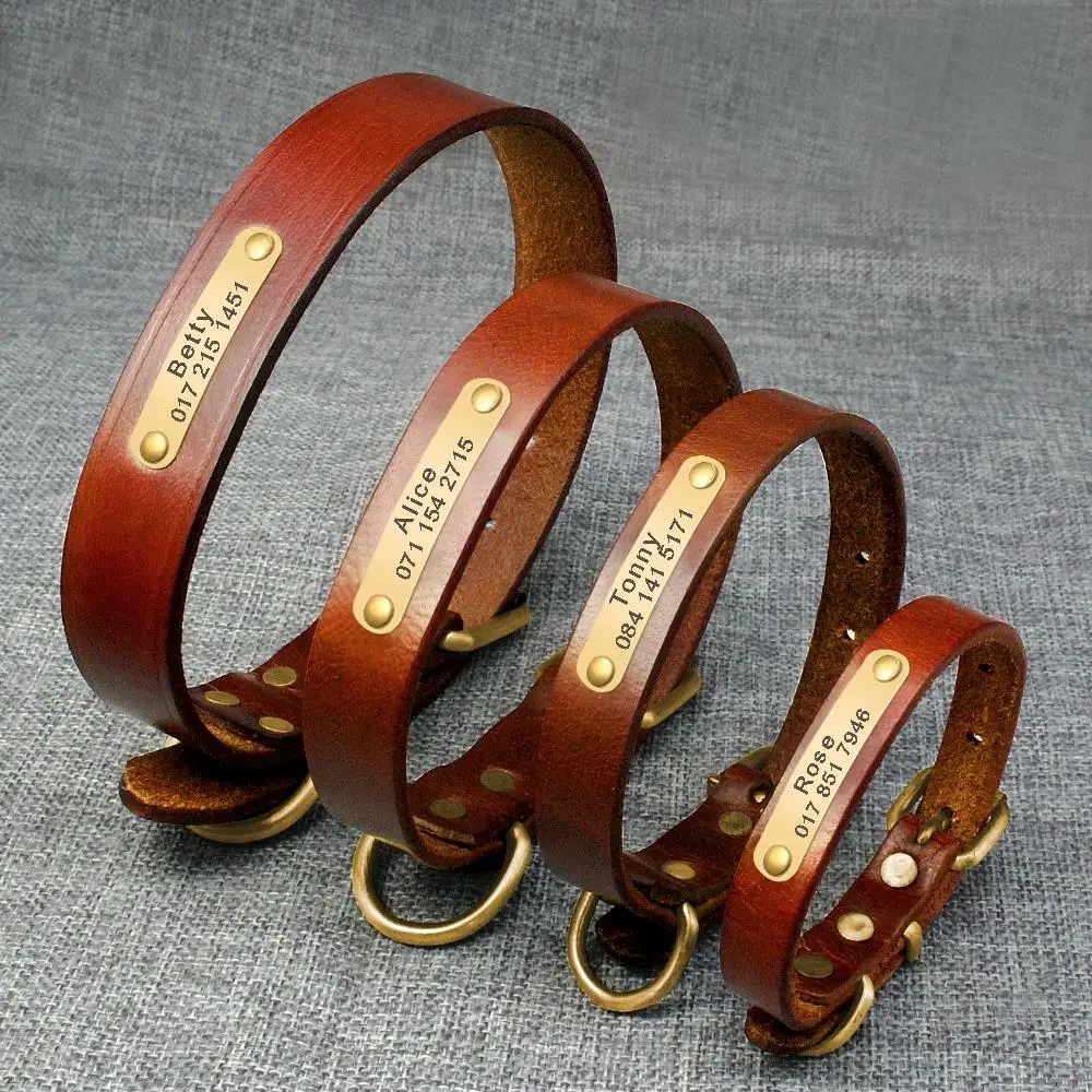 Echtes Leder-Katzenhalsband für kleine und mittelgroße Hunde, personalisiertes Hunde-ID-Halsband, individueller Haustiername und Telefonnummer, kostenlose Gravur – Detail 5