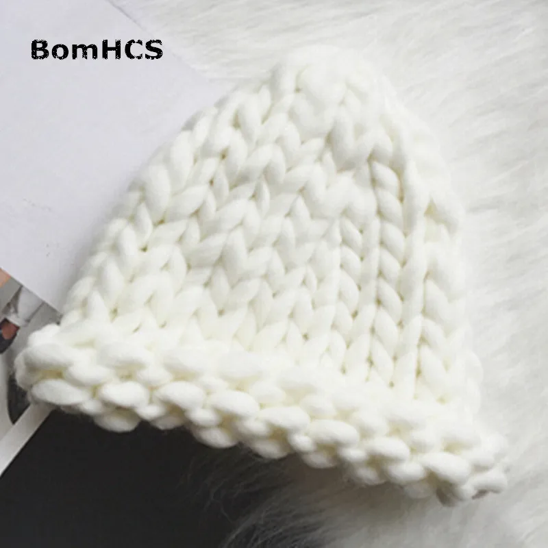 BomHCS Simple Solid Color Coarse Yarn Beanie Baby's Winter Warm Handmade Knitted Hat for Kids Ages 3-10