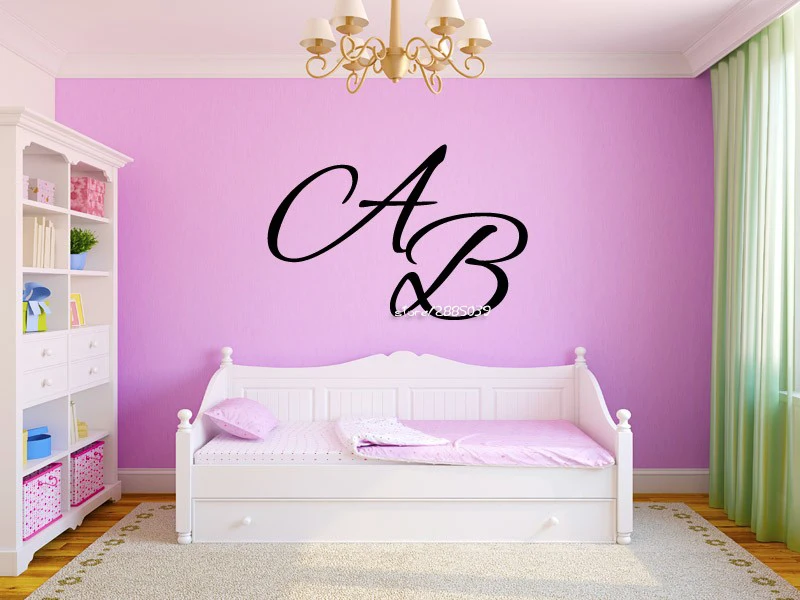 

Personalized Two Letter Initial Wall Stickers Vinyl Wall Decal Graphics Hot Sale Home Decor Wallpaper Adesivo de parede SA630