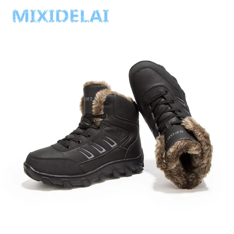 MIXIDELAI 2024 New Men Boots Winter Outdoor Sneakers Mens Snow Boots Keep Warm Plush Boots Plush Ankle Snow Work Casual Shoes