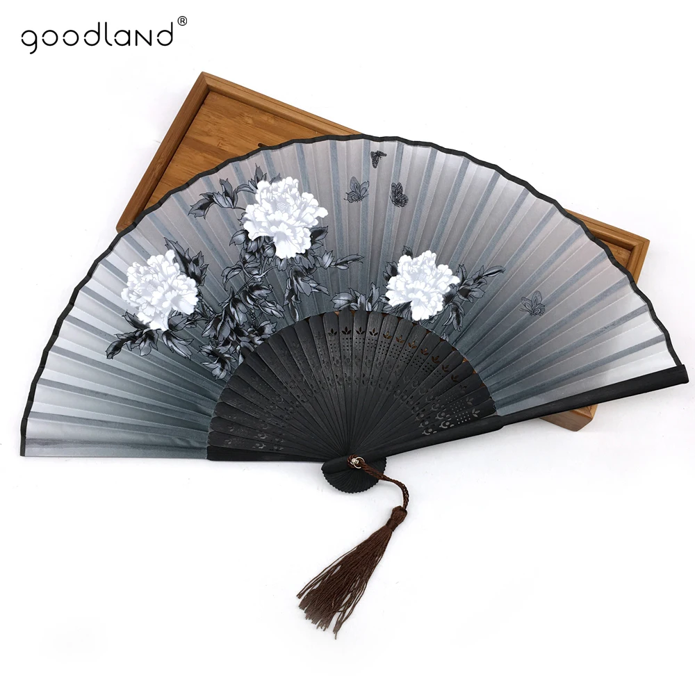 Free Shipping 50pcs Silk Butterflies Sakura Pattern Hand Fan Handheld Folding Fans Decoration Favor Outdoor Wedding Party