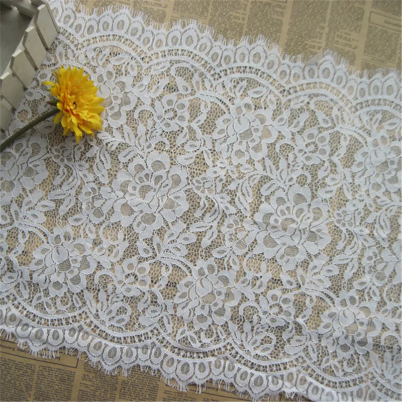 3 meter/stuk Wimper Kant Stof 50 cm DIY Decoratieve Hoge Kwaliteit Zacht Off Nylon Wimper Kant Trim Wedding jurk Stof