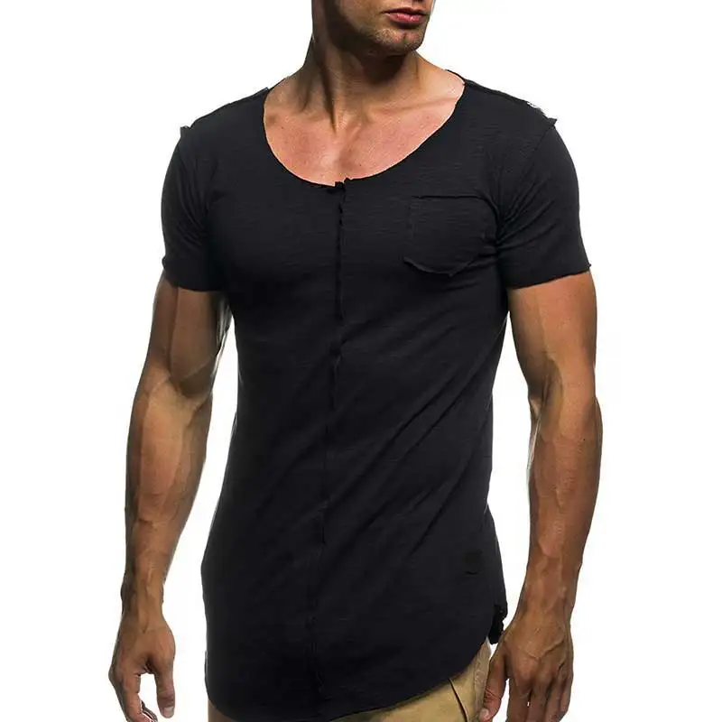 Men Fashion Patchwork T Shirt Short Sleeve Solid Men\'s T-shirt Casual Summer Top Tee Shirts Mens Fitness Slim camiseta MY071