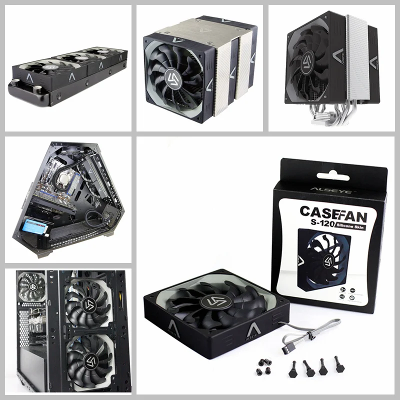 ALSEYE S-120 PC Cooler 12 v 120mm Ventilator voor Computer (2 stuks) 1200 RPM 3pin Stille Cooling Fans