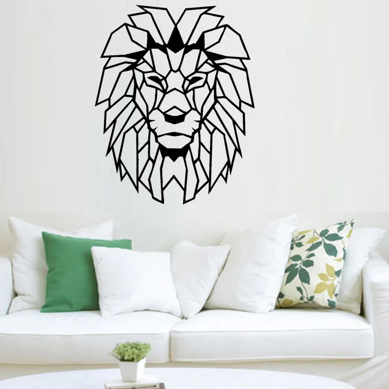 Geometric Objects Animal Wall Stickers Home Decor Living Room Lion Head Art Decal Mural Child Room vinilos paredes Paper S050
