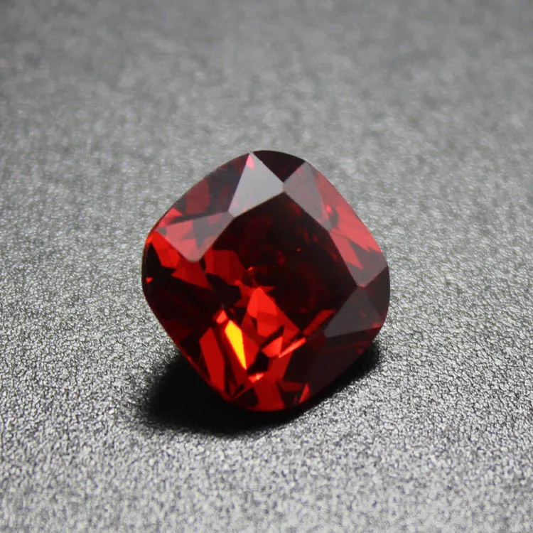 square shape cushion brilliant cut Garnet Red cubic zirconia stone CZ beads in jewelry making DIY loose stones