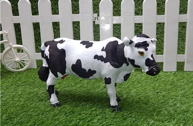 polyethylene&furs cow large 30x20cm model prop,home decoration Xmas gift w1279
