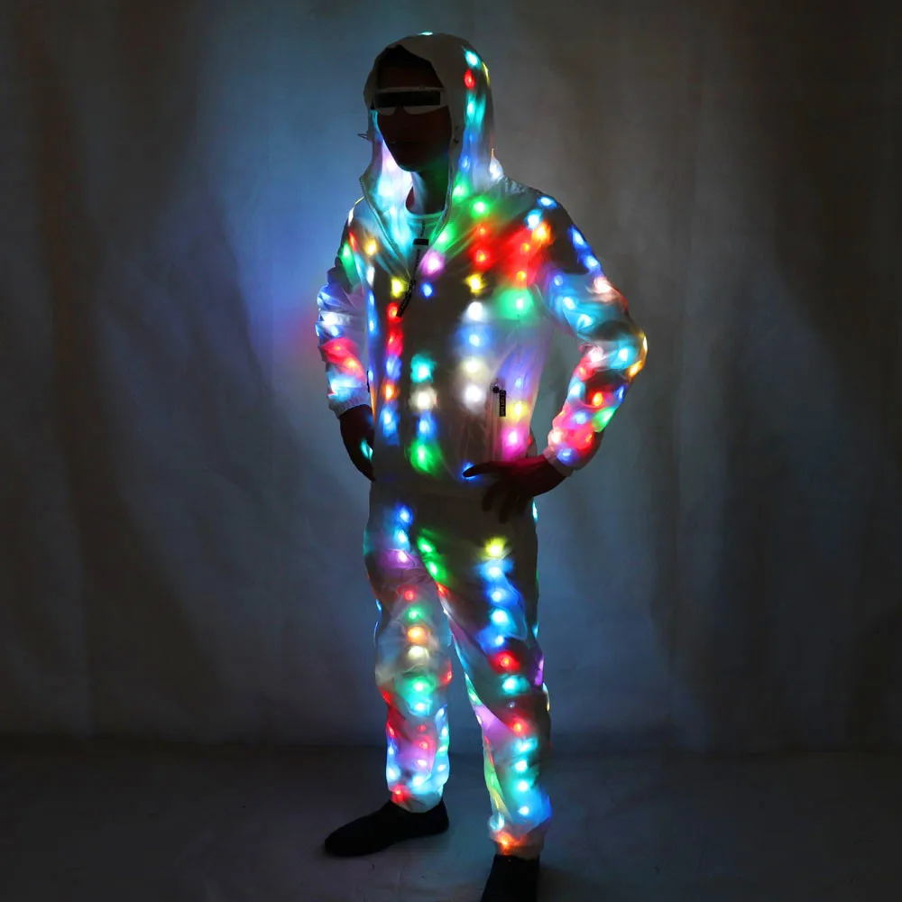 Traje luminoso Led de colores, Ropa de baile, iluminación LED, Robot, trajes con pantalones, conjunto para parejas, evento, fiesta, supplo