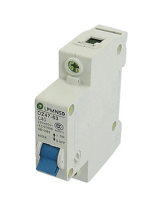 DZ47-63 C40 40 Amp 230/400VAC 6000A Breaking Capacity 1 Poles Circuit Breaker