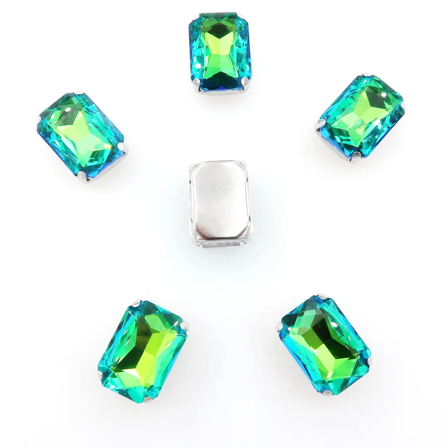Rechteckige Form Silber Metallklammer 20 Stück/Packung Regenbogen & Jelly AB Glaskristall 13*18mm Näh-Strassperlen Handarbeiten DIY Verzierung – Detail 5