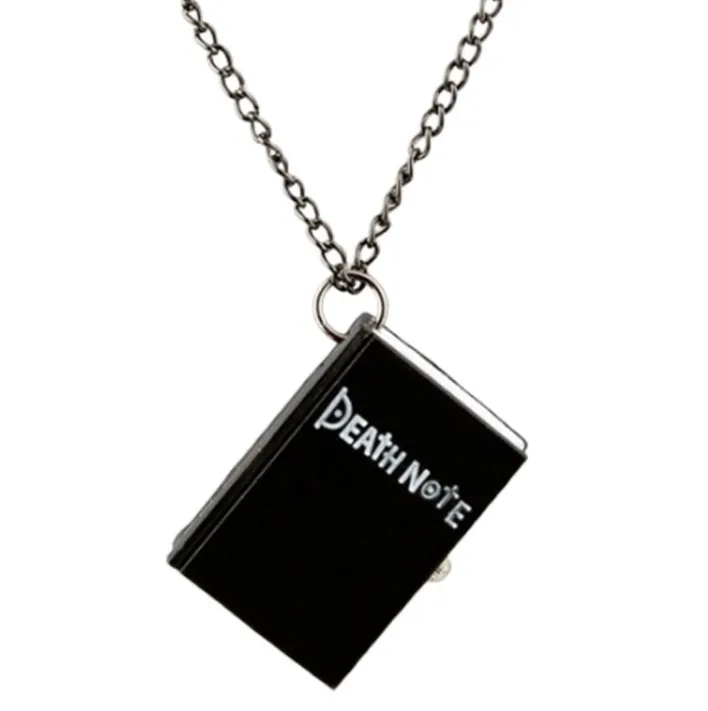 

Hot Japanese Death Note Shape Black Suqare Quartz Fob Pocket Watch For Men Woman Children Drop Shipping Wholesale PLL08