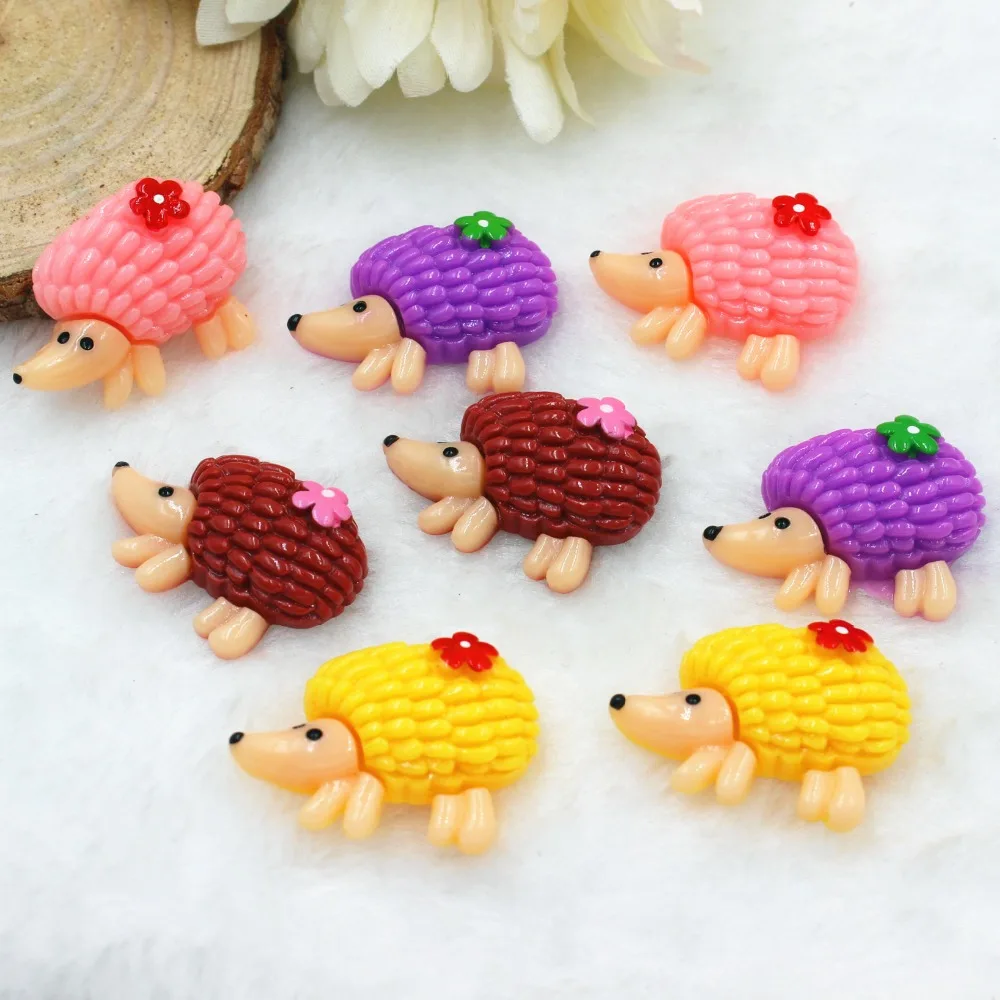 30pcs/lot flat back resin Hedgehog DIY resin cabochons accessories mix colors 30*23mm