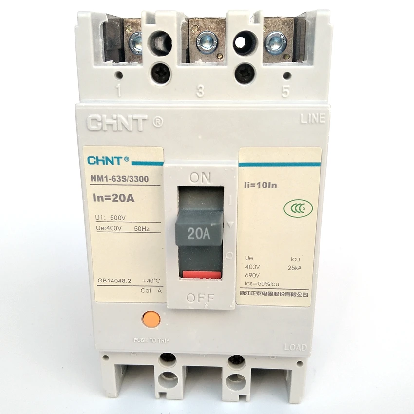 CHINT Molded Case Circuit Breaker NM1-63S/33002  20A  MCCB