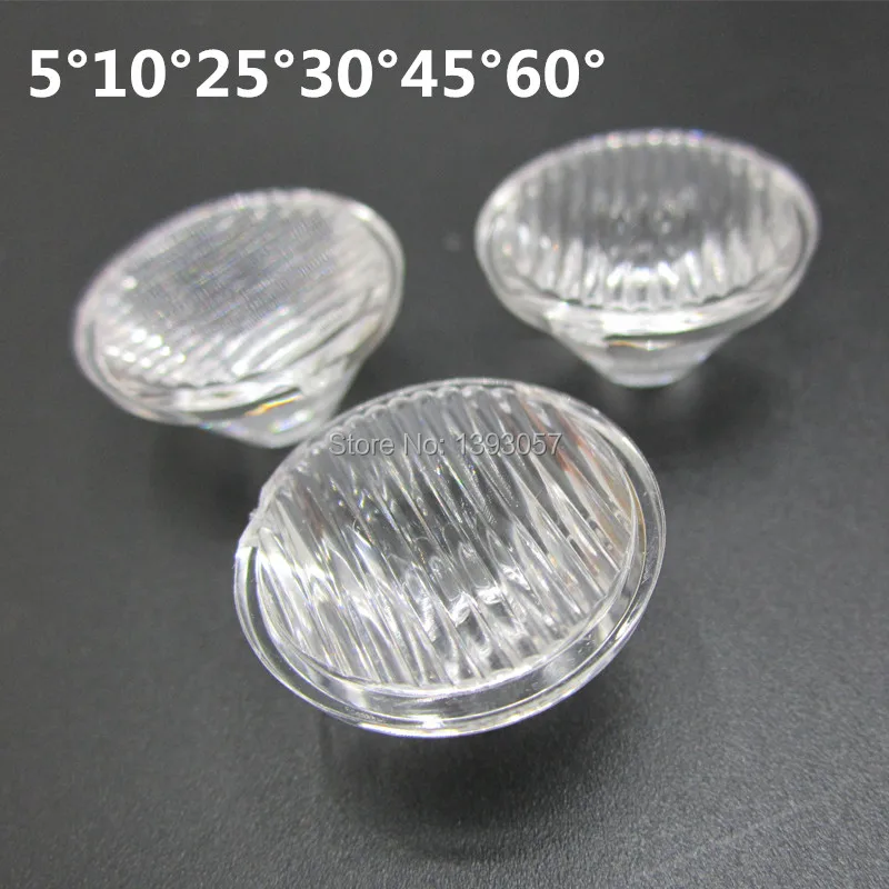 

200pcs 1w 3w stripe LED lens, 20mm diameter optical pmma high power condensing led lenses 5/10/25/30/45/60 degree for LED Light