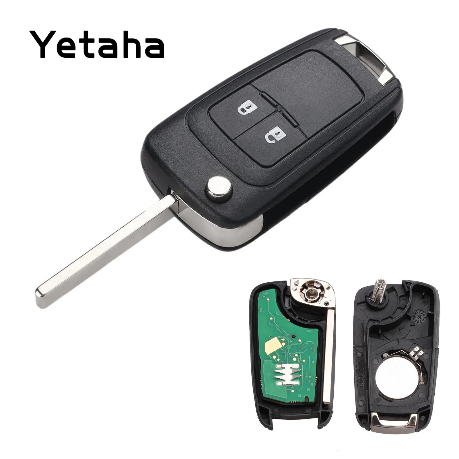 Yetaha chave remota de carro com 2 botões 433MHz adequada para Chevrolet Aveo Cruze Orlando com chip ID46 2011 2012 2013 2014 2015 2016