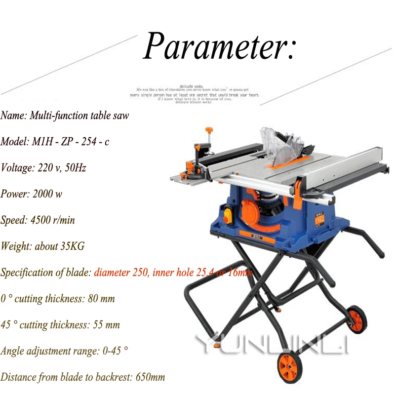 Woodworking Table Panel Saw 2000W Dust-Free Cutting Machine Mitre Saw Electric Circular Saw With Free Saw Blades M1H-ZP-254C