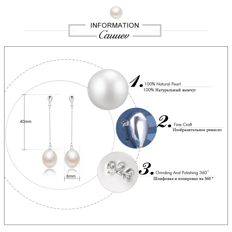 2020 Fashion100%Natural freshPearl Earrings For Women S925 Sterling Silver Jewelry Water Drop Pearl Earring Quality Wedding Gift