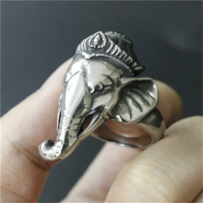 Support Drop Ship Long Polishing Ganesh Ring 100% 316L Stainless Steel Fashion Jewelry Unique Men Boys Ganesh Ring