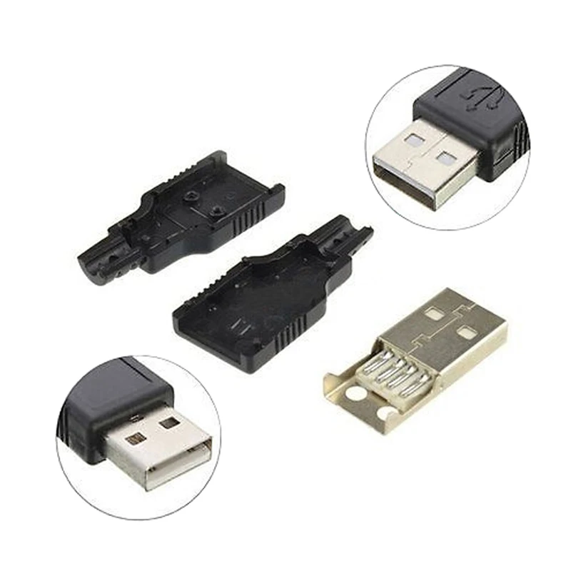 Conector USB 2,0 tipo A, adaptador hembra de 4 pines, cubierta de plástico, 1 piezas