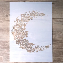 A4 DIY Craft Layering Moon Flower Stencil For Walls Painting Scrapbooking Stamping Album Decorative Embossing Paper Card