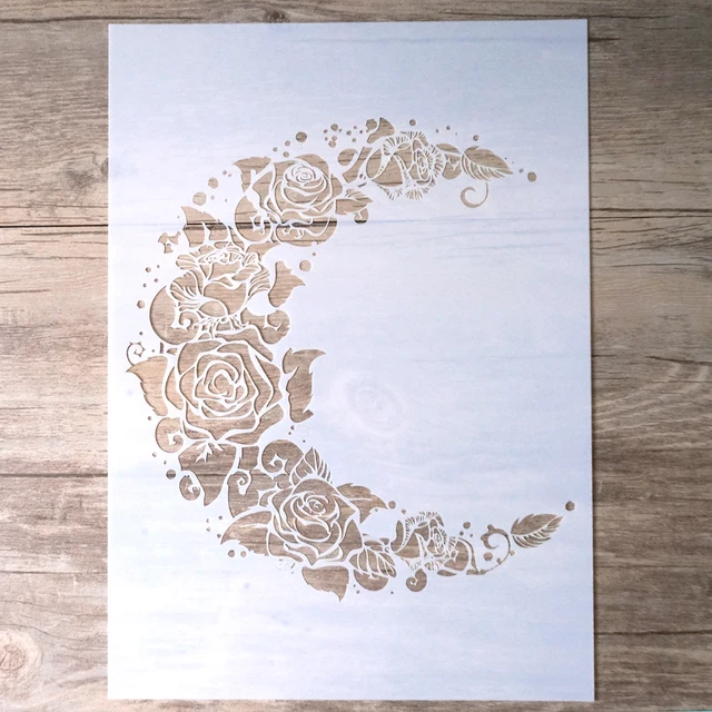 A4 DIY Craft nakładanie warstw księżycowy kwiat wzornik na ściany malowanie Scrapbooking tłoczenie Album dekoracyjne tłoczenie kartka papierowa