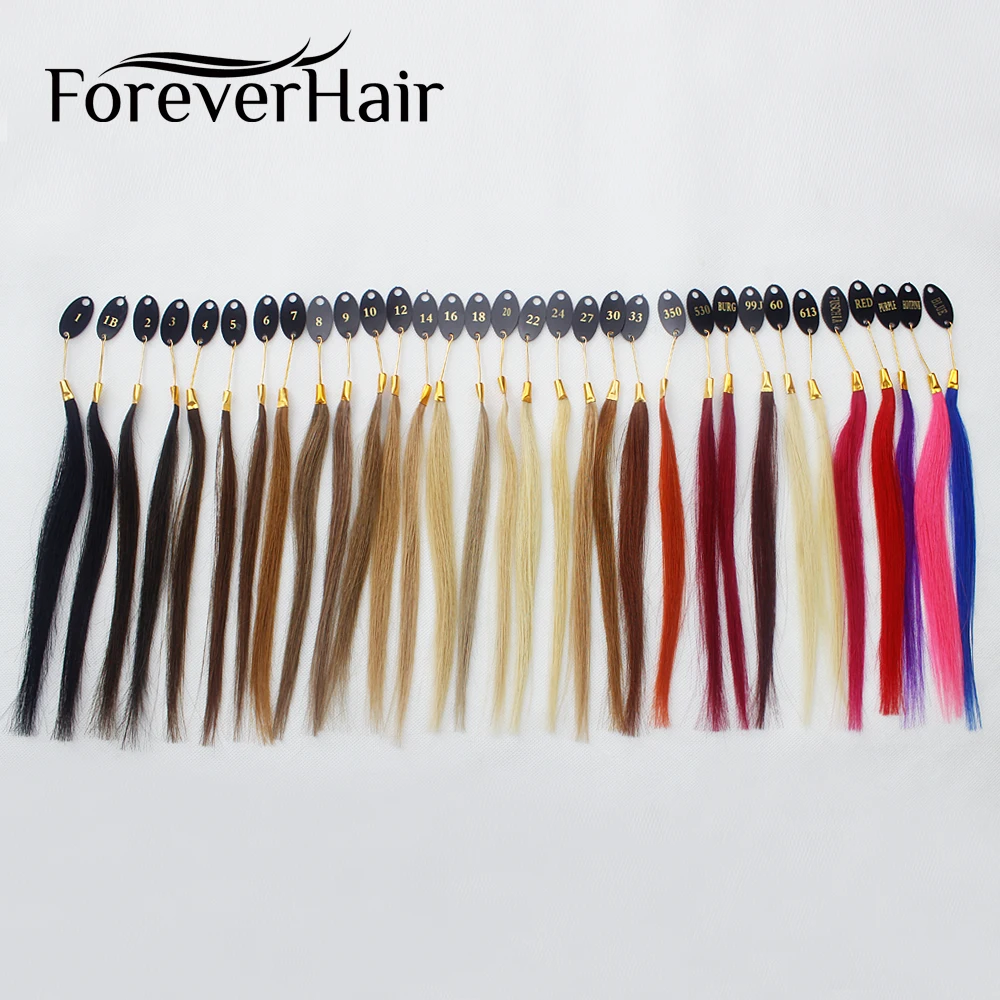 Forever Hair 100% Remy Human Hair Color Rings/ Color Charts 32 Colors Available Can Be Dyed For Salon Sample