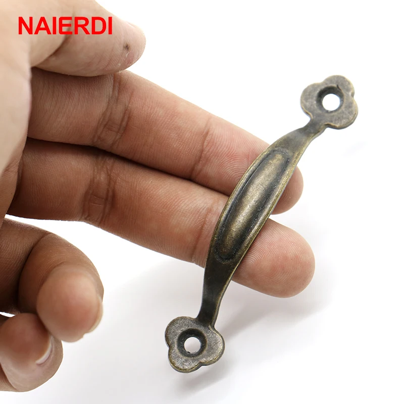 NAIERDI 2PCS Antique Furniture Handles Drawer Door Knobs Jewelry Box Bronze Cabinet Pulls Cupboard Wooden Vintage Hardware